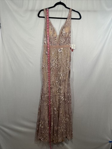 Nuevo con etiquetas Vestido Mac Duggal [4] 67481 Floral Adornado Sin Mangas Cuello Profundo #S1282 - Imagen 8 de 15