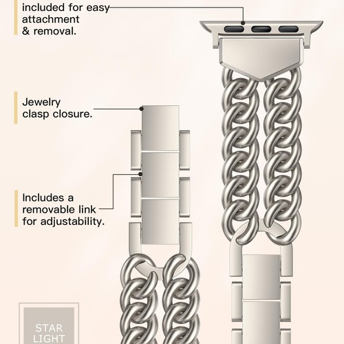 Doppelkette Armband für Apple Watch 38/40/41/42/44/45/46/49mm Edelstahl - Bild 2 von 36