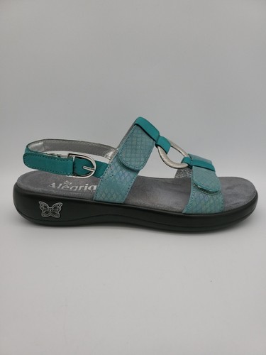 Sandali Alegria donna 8,5 Julie Aqua pelle slingback punta aperta regolabili verde acqua - Foto 5 di 8