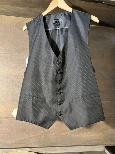 Pronto Uomo Mens Wearhouse Mens Vest Size MEDIUM M BLACK LINED BUTTON UP - Bild 2 von 7