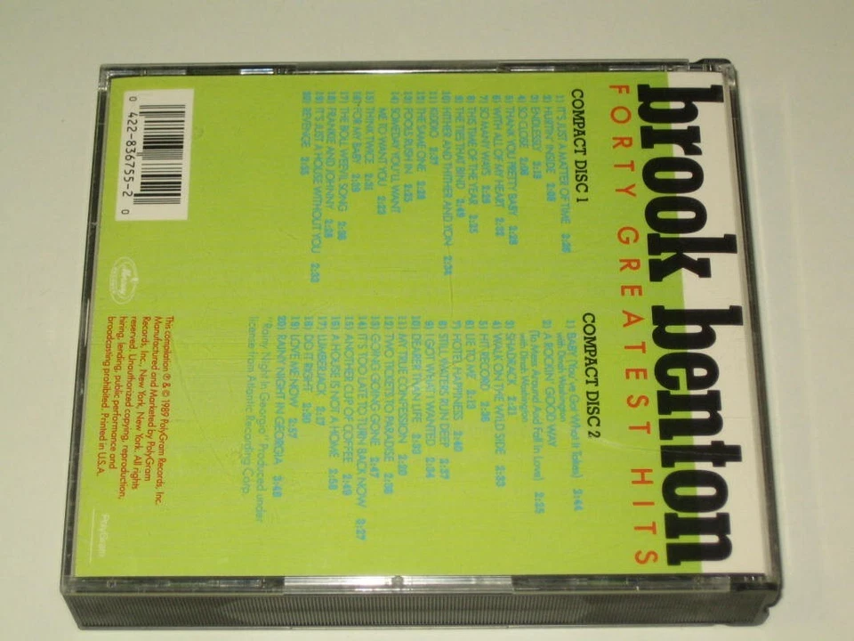 2 CD Brook Benton:  Forty Greatest Hits  (1989 PolyGram/Mercury USA) - Bild 2 von 4