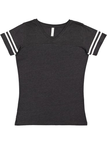 LAT 3537 Womens Short Sleeve Cotton V-Neck Modern Football T-Shirt - Picture 14 of 15