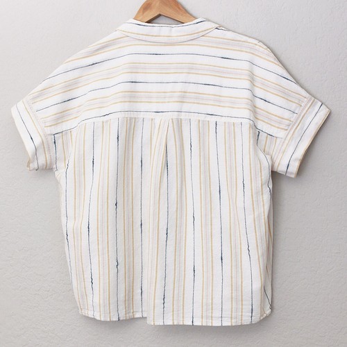 Madewell Park Popover Shirt Top M Textured Stripe Multi Color Cotton Oversized - Imagen 5 de 15