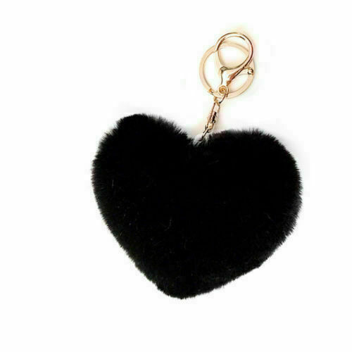 Lindo Llavero Falso Piel de Conejo Corazón Pompón Felpa Mujer Bolso Dije Esponjoso Llavero - Imagen 12 de 19