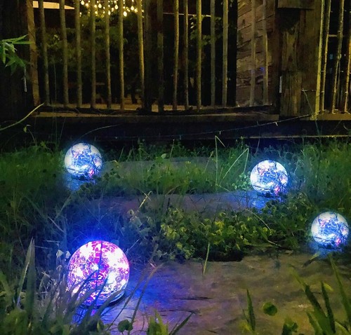 Solar Crack Glass Ball Ground Lights Garden Grass Outdoor LED CRACKED globe - Picture 10 of 15