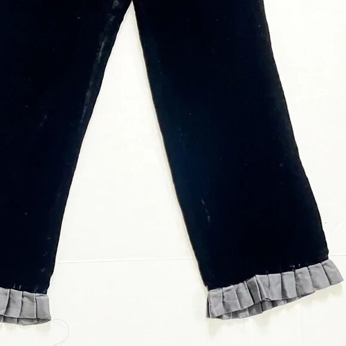 Emporio Armani Black Velvet Pleated Ruffle Bottom Pants Sz 6 EU 42 - Picture 3 of 6