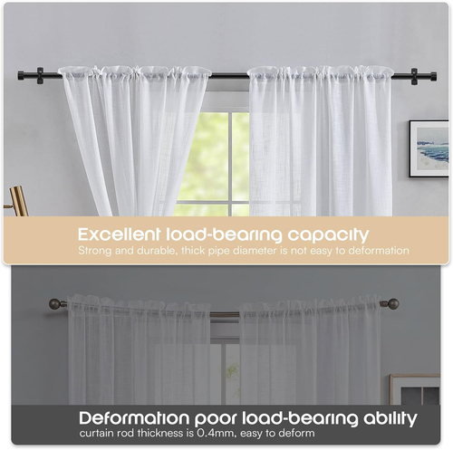 32 to 240 Extra Long Curtain Rods Heavy Duty Adjustable Outdoor Modern Black - Picture 2 of 12
