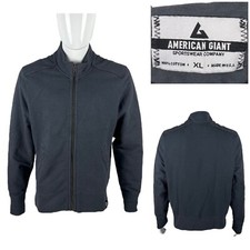 American Giant Mens XL Jacket  Full Zip Heavyweight Cotton Gray Blue Made in USA