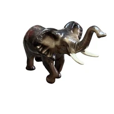 Vintage Estate Elephant Figurine Ceramic Statue Shelf Sitter Display Trunk Up