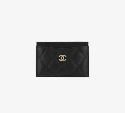カードケース・名刺入れ Chanel Classic Card Holder Grained Calfskin & Gold Black Classic zipped card holder - Grained shiny calfskin & gold