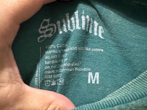 SWEET Sublime 40oz to Freedom Mineral Wash Rock Band T-Shirt Size Medium Green - Picture 5 of 5