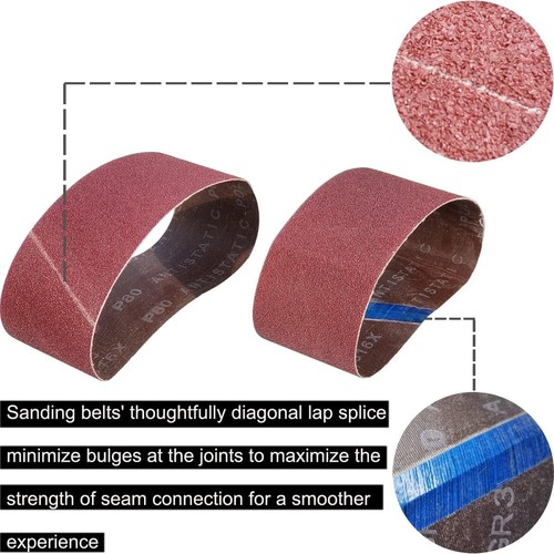 18-teiliges Schleifband-Kit, 3" x 18" - Premium Aluminiumoxid, mehrere Körnungen - Bild 4 von 6