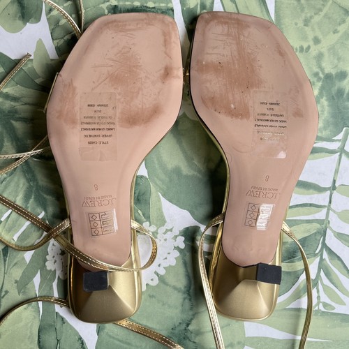 J.CREW Pre-Owned Leni Made-In-Spain Gold Leather Lace-Up Sandals SZ 8 CA039 - Picture 6 of 14