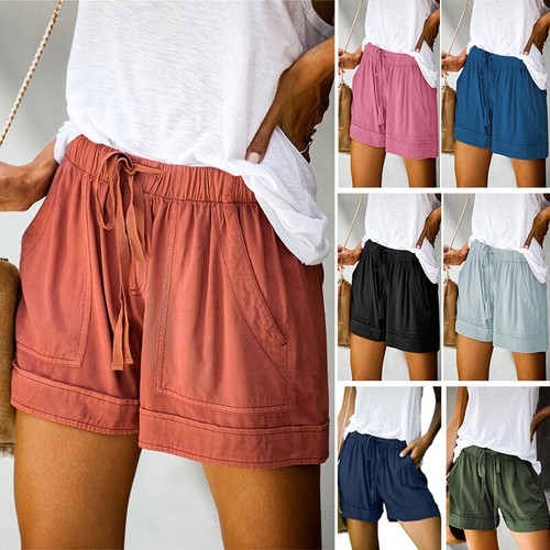Women's Drawstring Lounge Shorts Cotton Sweat Casual Gym Soft Workout Pockets - Picture 2 of 44