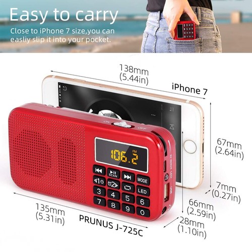 J-725 Radio Portable Radio FM avec Batterie Rechargeable de Grande Capacité 3... - Photo 2/7
