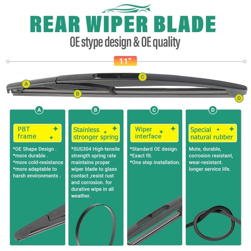 Chevy Sonic Windshield Wiper Blades 26" 15" 11" OEM Quality Pack of 3 - Picture 4 of 8