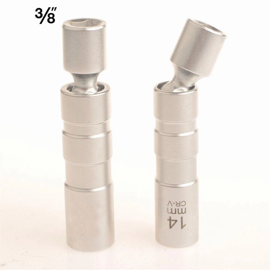 High Strength Magnetic Spark Plug Socket Wrench 3/8" Drive Removal Tool Chrome - Image 2 of 4