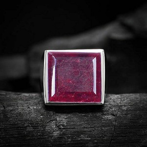 925-Sterling-Silver-Certified-Natural-Pink-Ruby-Corundum-Christmas-Mens-Ring