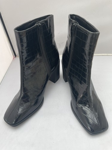 NEW M&S INSOLIA Size 6 WOMENS Black Ankle Boots Block Heel Square Toe VEGAN 39.5 - Picture 8 of 9