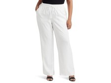 LAUREN Ralph Lauren Plus Size 1X Twill Wide-Leg Pants White MSRP 175