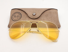 Vintage B L Ray Ban Bausch  Lomb Ambermatic Gold Plated 58mm Aviators w/Case