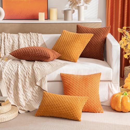 Throw Pillow Covers Soft Corduroy Decorative Set 12x20 Inch (Pack of 2) Rust - Bild 5 von 6