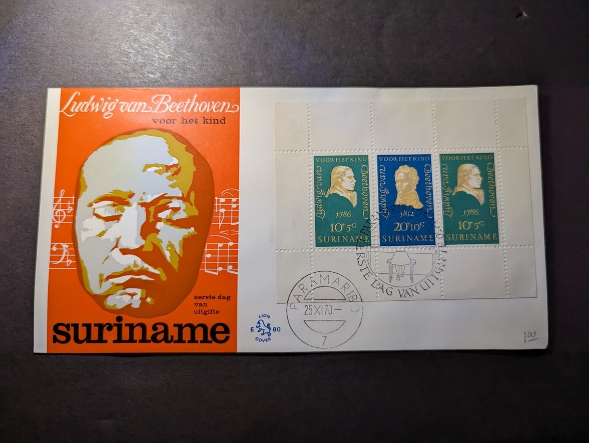 1970 Suriname Souvenir First Day Cover FDC Paramaribo Ludwig Van 