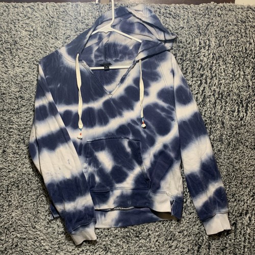 J Crew women’s cropped Blue/White tie dye hoodie sweatshirt Medium