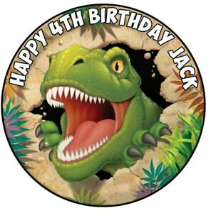 Personalised Edible Dinosaurs Cake Topper Icing or Wafer Paper