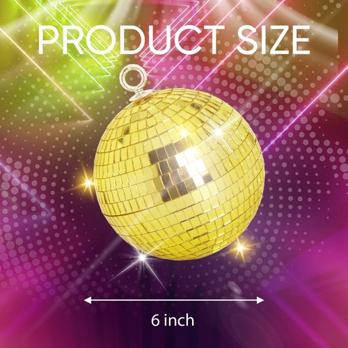 Mirror Disco Ball Decor, 6 inch Stage Mirror Balls Gold Disco Ball Ornaments - Picture 5 of 5