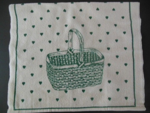 NEW 1 terry towel with WOVEN BASKETS, green, 16"x 26", MADE IN U.S.A., 2nds - Picture 1 of 2