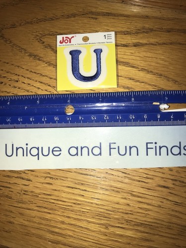 Small Iron-on Embroidered Felt Letter Initial BLUE “U” Patch (Joy Brand) 14G3 - Picture 2 of 3
