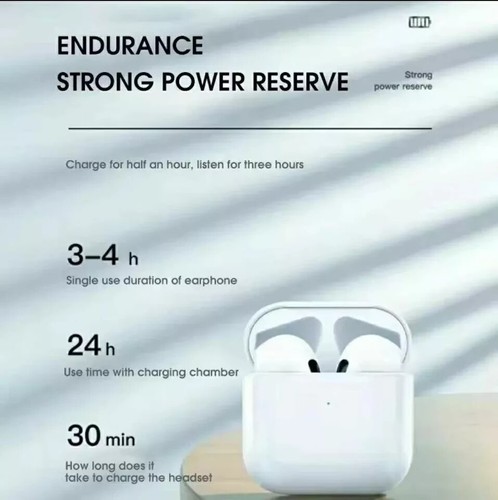 Écouteurs intra-auriculaires sans fil Bluetooth PRO4 TWS Air pour iPhone Samsung - BLANC - Photo 3 sur 4