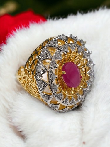 NEW Indian Artificial Gold plated Bollywood Traditional AD CZ Party Ring Wedding - Picture 3 of 12