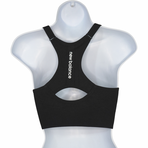 New Balance Women Medium Impact Sports Bra Black Pad | LOGO | SZ M NEW - Picture 3 of 8