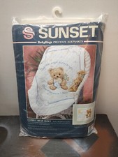 Sunset Cuddly Bear Quilt Cross Stitch Kit 1994 #13065 34”x43” Guardian Angel NEW
