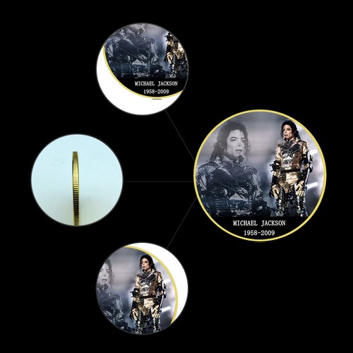 7 Stück Michael Jackson Goldmünze Set - Vergoldet Medaillen - Sammlung - Bild 10 von 17