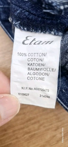 Etam Blue Denim A Line Skirt Embroidered Vintage UK 10 EU 38 - Picture 6 of 10