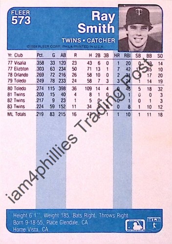 1984 Fleer Baseball Cards Complete Your Set #'s 303-657 YOU PICK - Picture 243 of 303