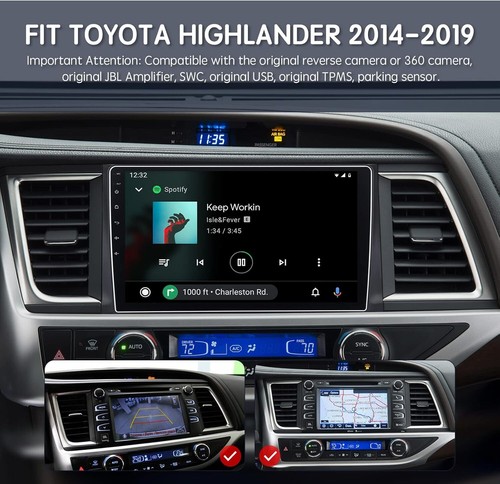 For 2015-2019 Toyota Highlander Carplay Car Stereo Radio Android 12 GPS BT - Picture 6 of 17