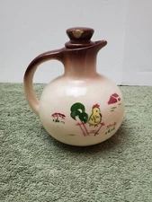 Brock of California Harvest Jug Pitcher/Lid Log Cabin Primitive Farmhouse