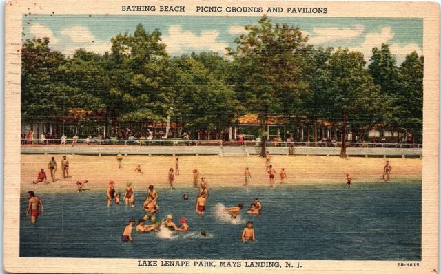 Postcard NJ Mays Landing Lake Lenape Bathing Beach Picnic Grounds ...