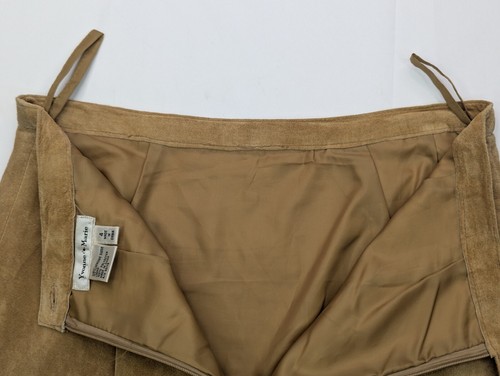 Vtg Yvonne Marie Suede Leather Wrap Pencil Lined Skirt, Women 4 (27x37) See Desc - Picture 10 of 13