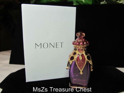Rare MONET "PURPLE TAJ MAHAL" Trinket Perfume Bottle w Dropper ** NIB ** - Picture 2 of 10