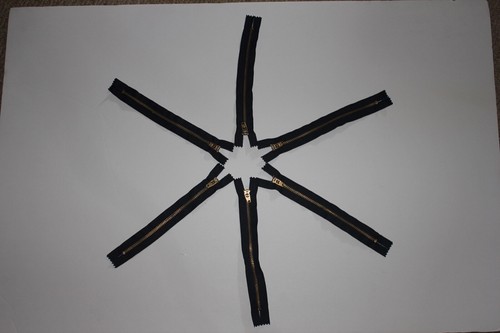 6.5" Ideal Brass Jean Zippers Teeth Auto Lock 6 Zippers - Navy Blue - Picture 2 of 2