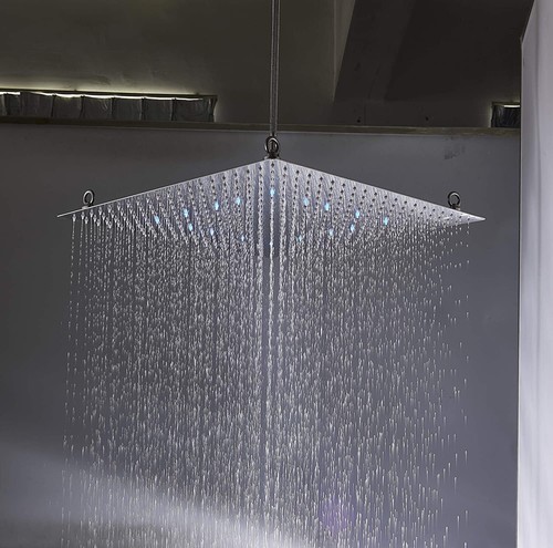 Bathroom Luxury LED Large Rain Shower Head High Pressure Without Shower Arm - Picture 35 of 102