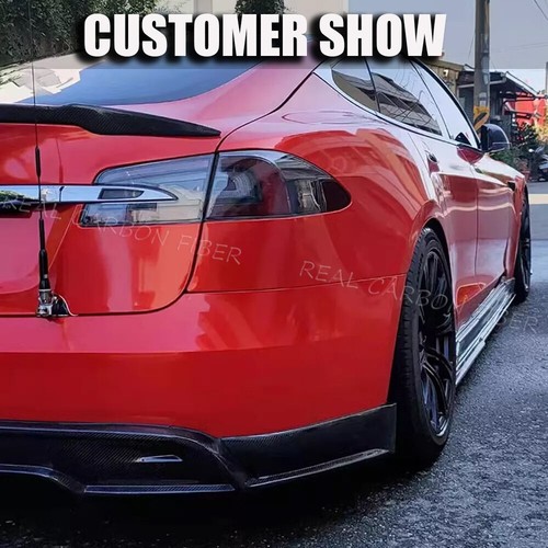 Extensión de faldón lateral de carbono real para Tesla Modelo S Sedán 2014-2017 línea inferior - Imagen 4 de 15