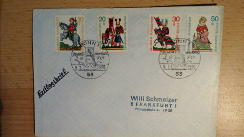 Briefmarke Jugend 1970 mit ESSt Bonn 5.2.70 ERSTTAGSBRIEF echt gelaufen - Bild 1 von 2
