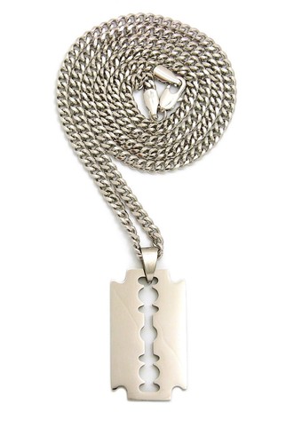 NEW RAZOR BLADE PENDANT & 24" BOX/CUBAN/ROPE CHAIN NECKLACES - XSP655 - Bild 6 von 21