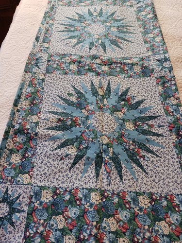 Ozark Calicos Fabri-Quilt Cotton Cheater Quilt French Blue Floral & Stars Fabric - Picture 3 of 11